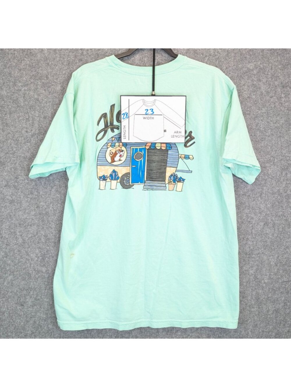 Buc-ees Happy Camper Womens Size XL T-Shirt Mint Green Beaver Graphic - Picture 8 of 9
